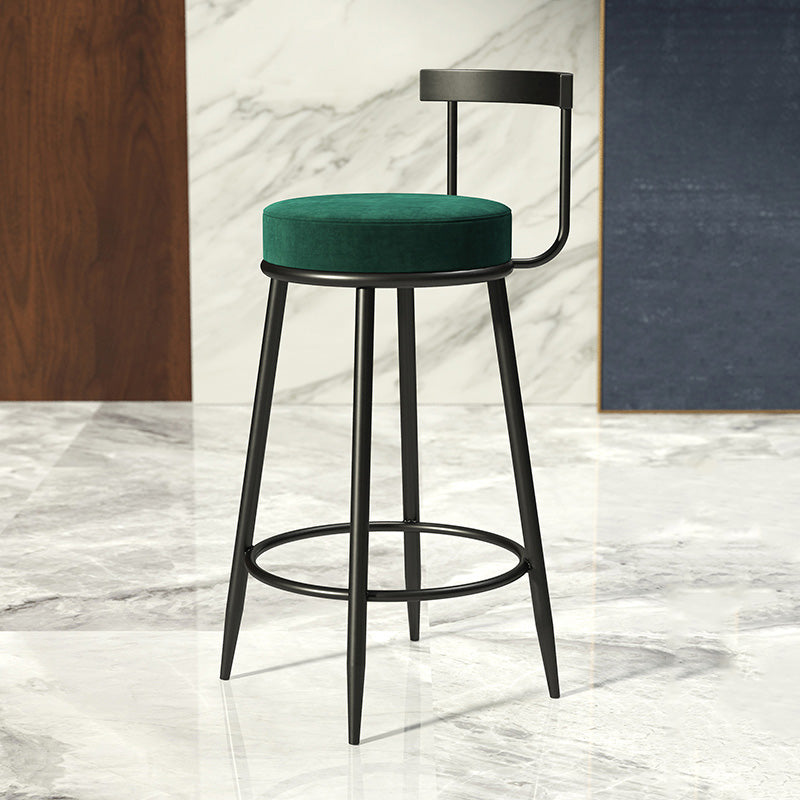 Modern Armless Backrest Counter Stool Iron Cashier Bar Stool with Cushion and Pedal