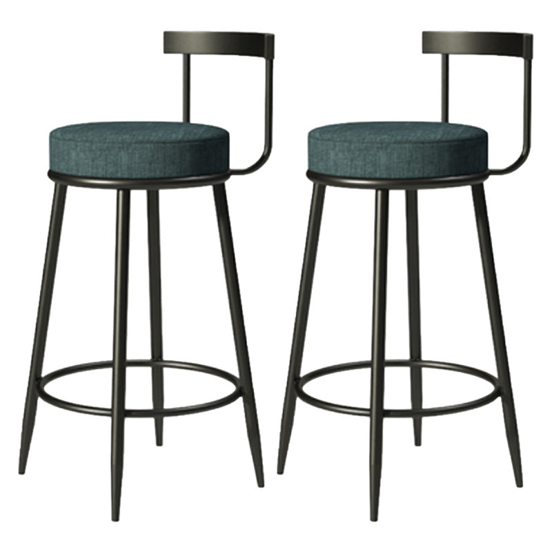 Modern Armless Backrest Counter Stool Iron Cashier Bar Stool with Cushion and Pedal