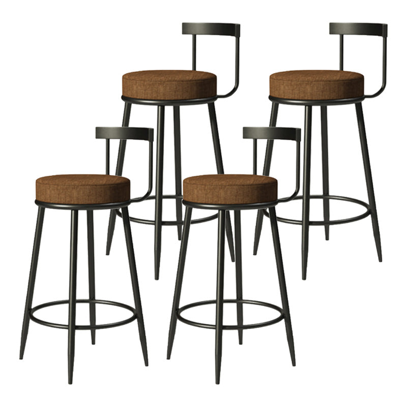 Modern Armless Backrest Counter Stool Iron Cashier Bar Stool with Cushion and Pedal