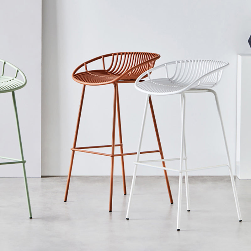 Modern Armless Backrest Counter Stool Iron Cashier Bar Stool with Seat and Pedal