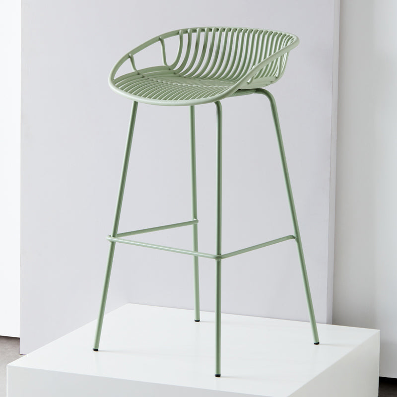 Modern Armless Backrest Counter Stool Iron Cashier Bar Stool with Seat and Pedal