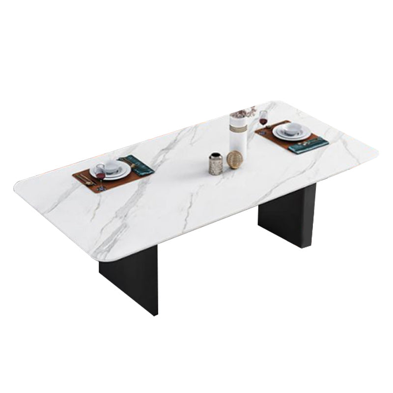 Modern 1/2/5/7 Pieces Dining Set Sintered Stone Dining Table with Leather Chairs