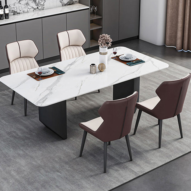 Modern 1/2/5/7 Pieces Dining Set Sintered Stone Dining Table with Leather Chairs