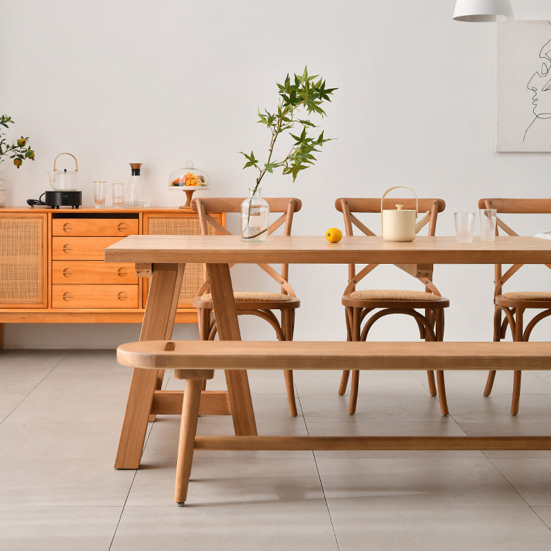 Modern 1/2/4/5 Pieces Dining Bench Set Rectangle Pine Wood Dining Table for Kitchen
