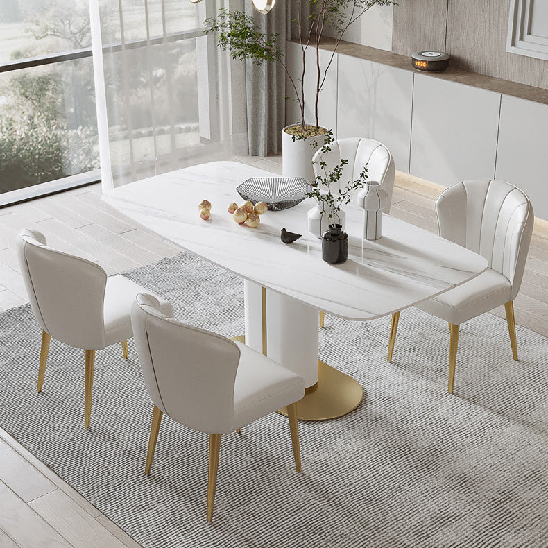 Luxury 1/4/5/6/7 Pieces Dining Set Sintered Stone Dining Table with Leather Chairs