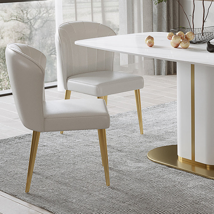 Luxury 1/4/5/6/7 Pieces Dining Set Sintered Stone Dining Table with Leather Chairs