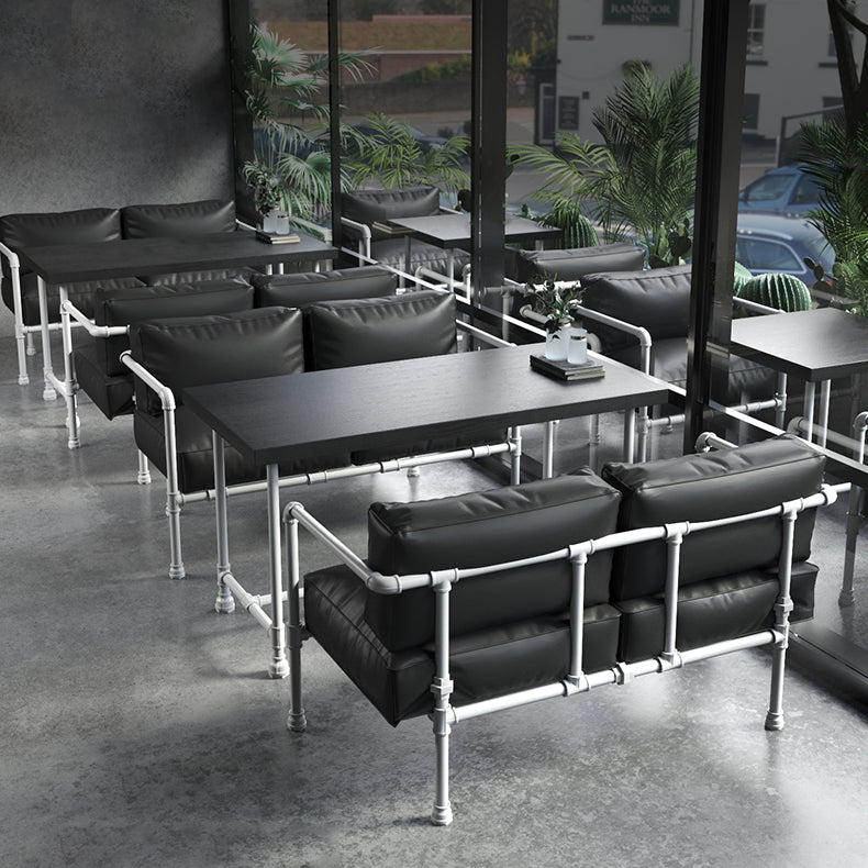 Industrial Style Dining Table Solid Wood Dining Table with Trestle Base