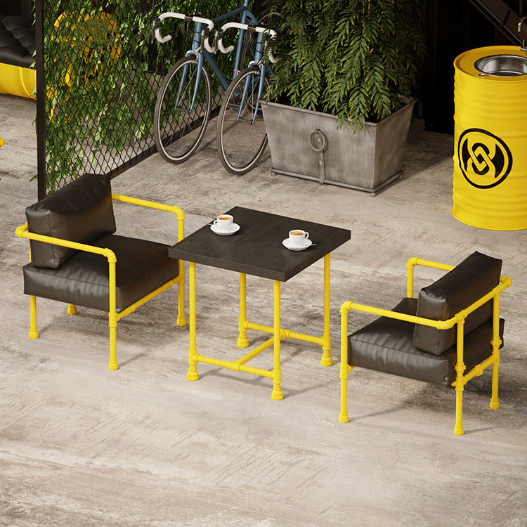 Industrial Style Dining Table Solid Wood Dining Table with Trestle Base