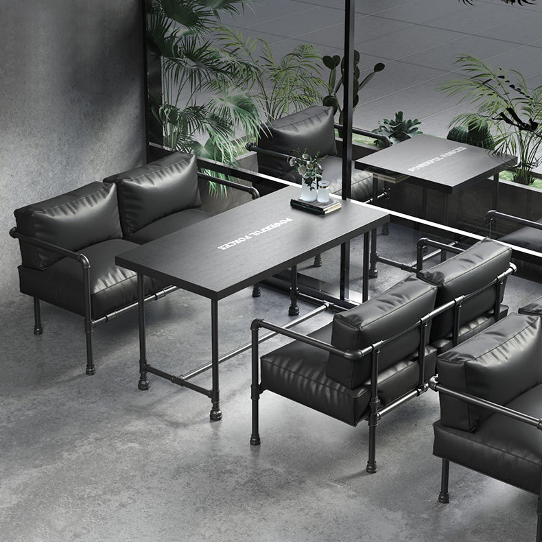 Industrial Style Dining Table Solid Wood Dining Table with Trestle Base