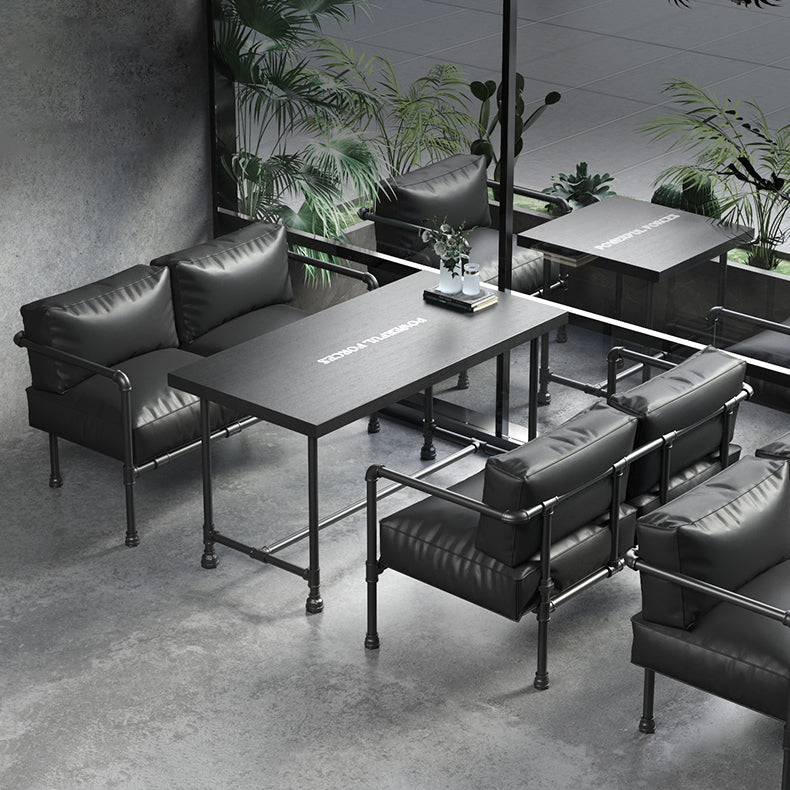 Industrial Style Dining Table Solid Wood Dining Table with Trestle Base