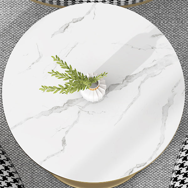 Luxury Sintered Stone Top Dining Table Round Table with Gold Metal Pedestal