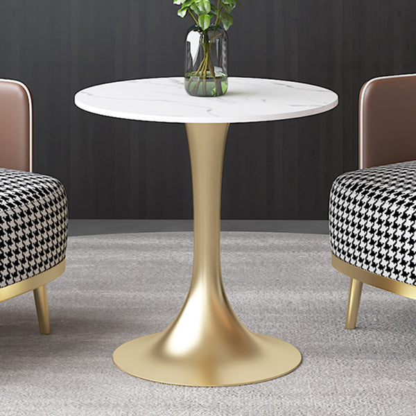 Luxury Sintered Stone Top Dining Table Round Table with Gold Metal Pedestal