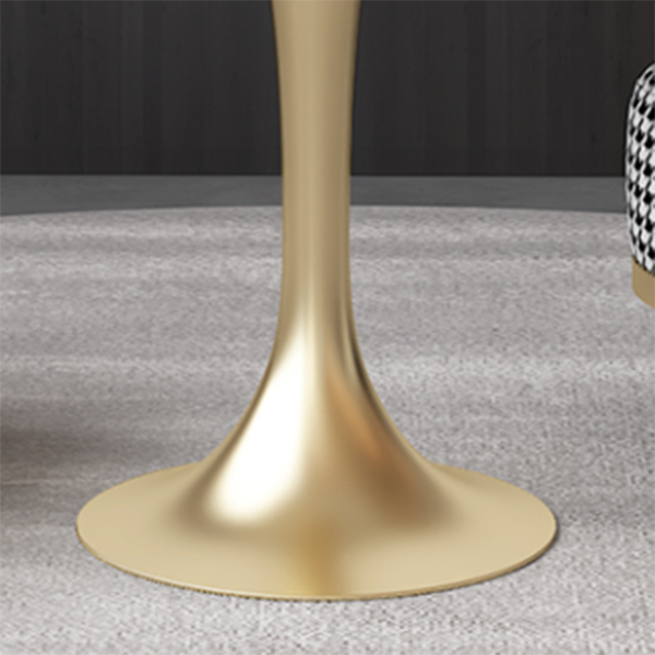 Luxury Sintered Stone Top Dining Table Round Table with Gold Metal Pedestal