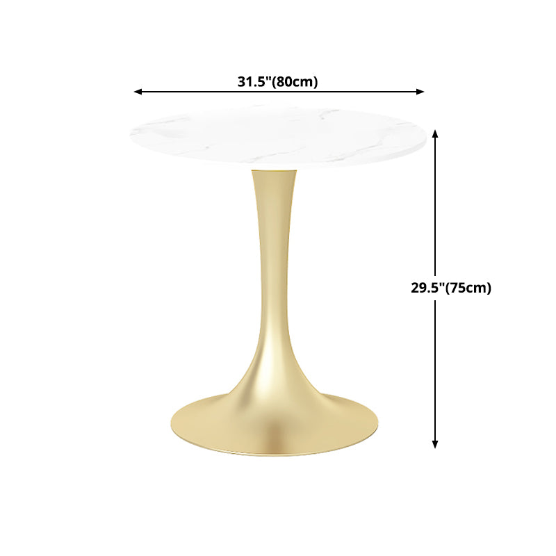Luxury Sintered Stone Top Dining Table Round Table with Gold Metal Pedestal