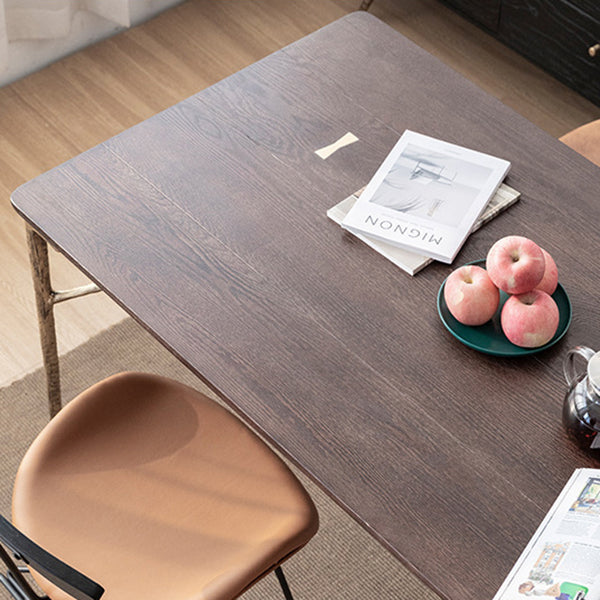 Traditional Luxury Dining Table Rectangle Solid Wood Dining Table with Metal Base