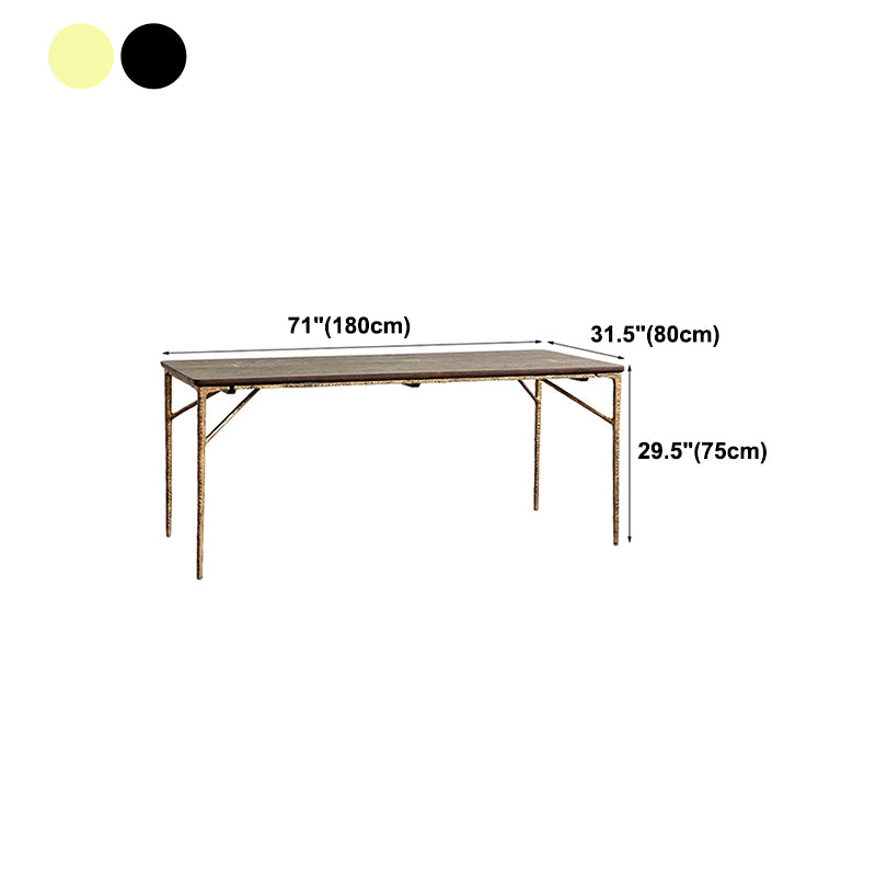 Traditional Luxury Dining Table Rectangle Solid Wood Dining Table with Metal Base