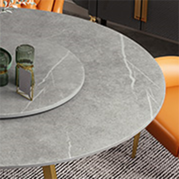 Sintered Stone Top Rotatable Round Table Modern Dining Table with Pedestal Base
