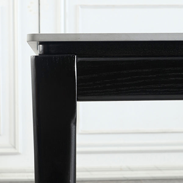 Rectangle 4 Legs Modern Dining Table Grey Tone Fixed Table of Sintered Stone