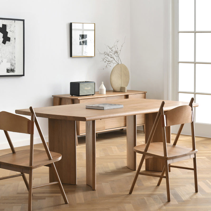 Rectangle Pine Wood Table Modern Dining Table with 4 Legs for Restaurant