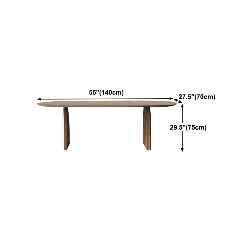Pine Wood Top Dining Table Modern Oval Table with Sled Base in Brown