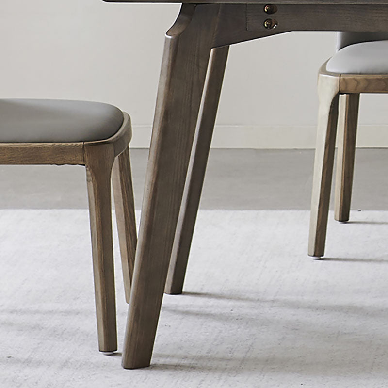 Modern Stone Dining Site Table 4 Wood Legs Rectangle Home Dining Table