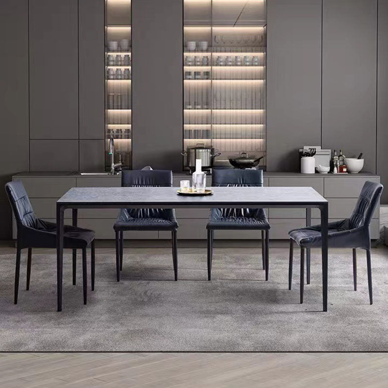 Stone Top Dining Table Modern Dining Table with 4 Metal Legs