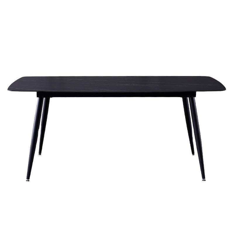 Stone Top Dining Table Industrial Rectangle Table with 4 Legs