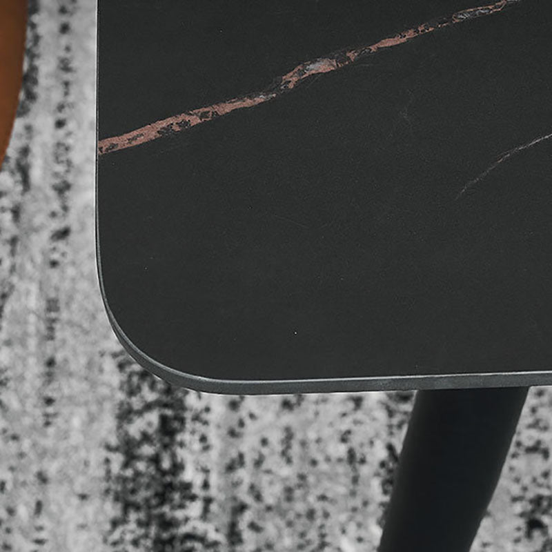 Stone Top Dining Table Industrial Rectangle Table with 4 Legs
