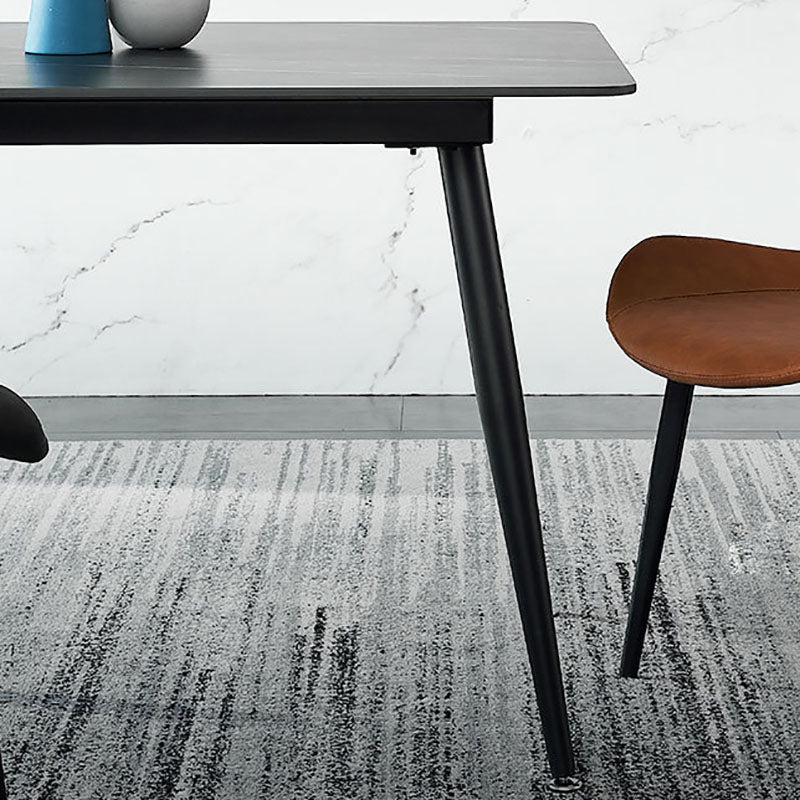Stone Top Dining Table Industrial Rectangle Table with 4 Legs
