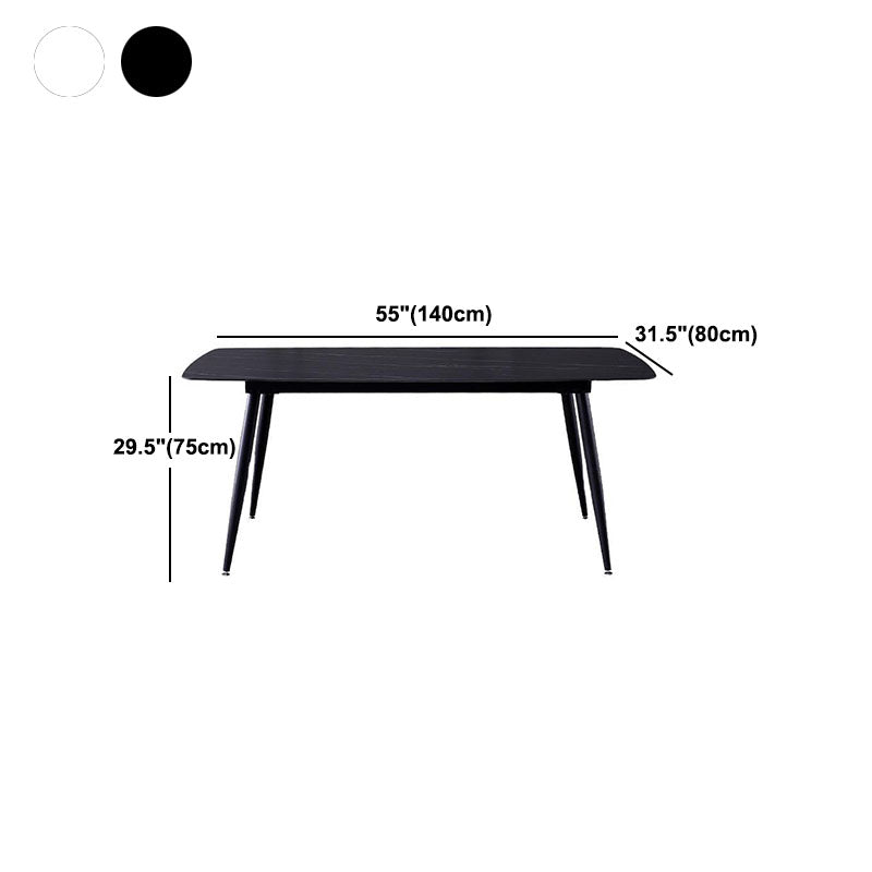 Stone Top Dining Table Industrial Rectangle Table with 4 Legs
