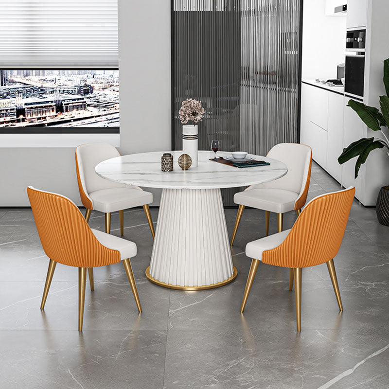 Glam Sintered Stone Dining Table Round Dining Table with Pedestal Base