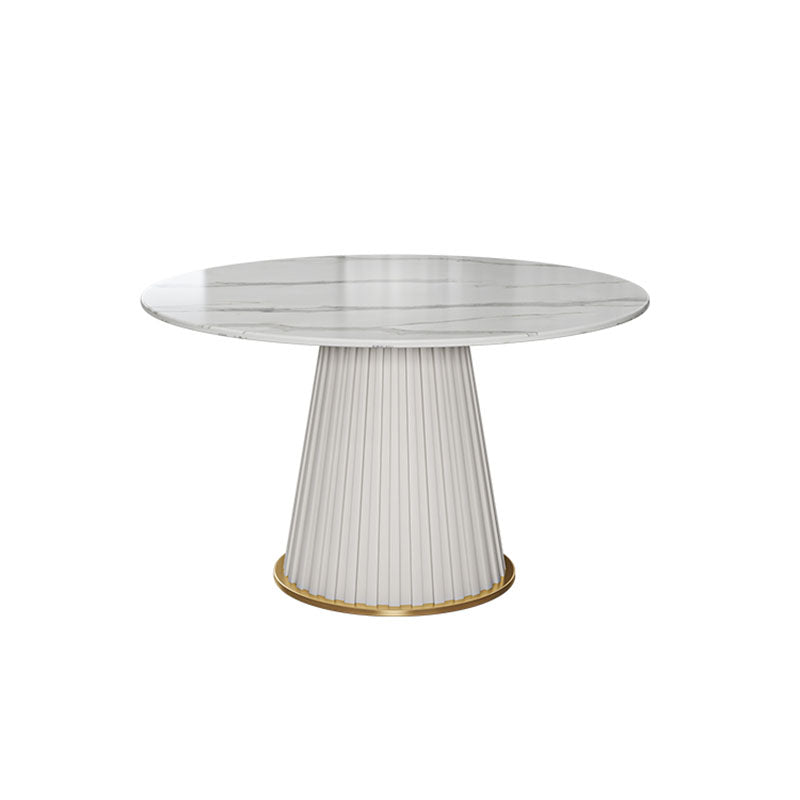 Glam Sintered Stone Dining Table Round Dining Table with Pedestal Base