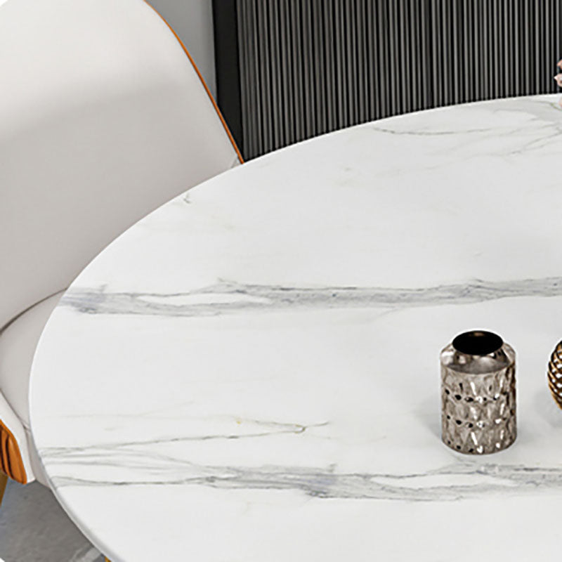 Glam Sintered Stone Dining Table Round Dining Table with Pedestal Base