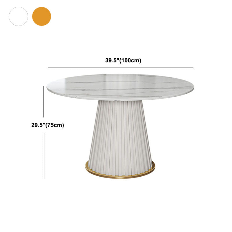 Glam Sintered Stone Dining Table Round Dining Table with Pedestal Base