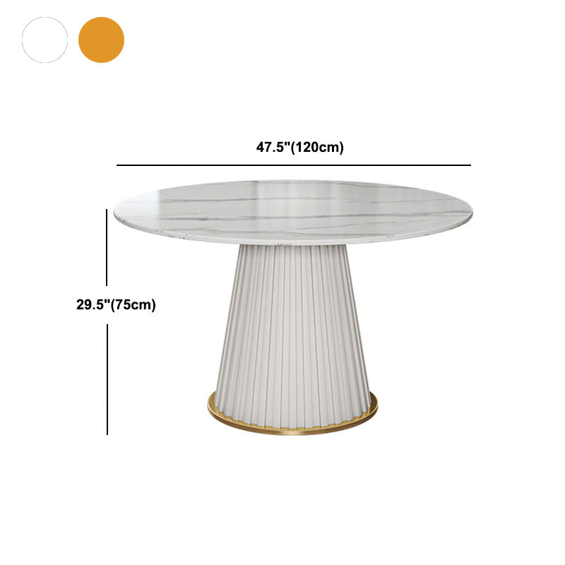 Glam Sintered Stone Dining Table Round Dining Table with Pedestal Base