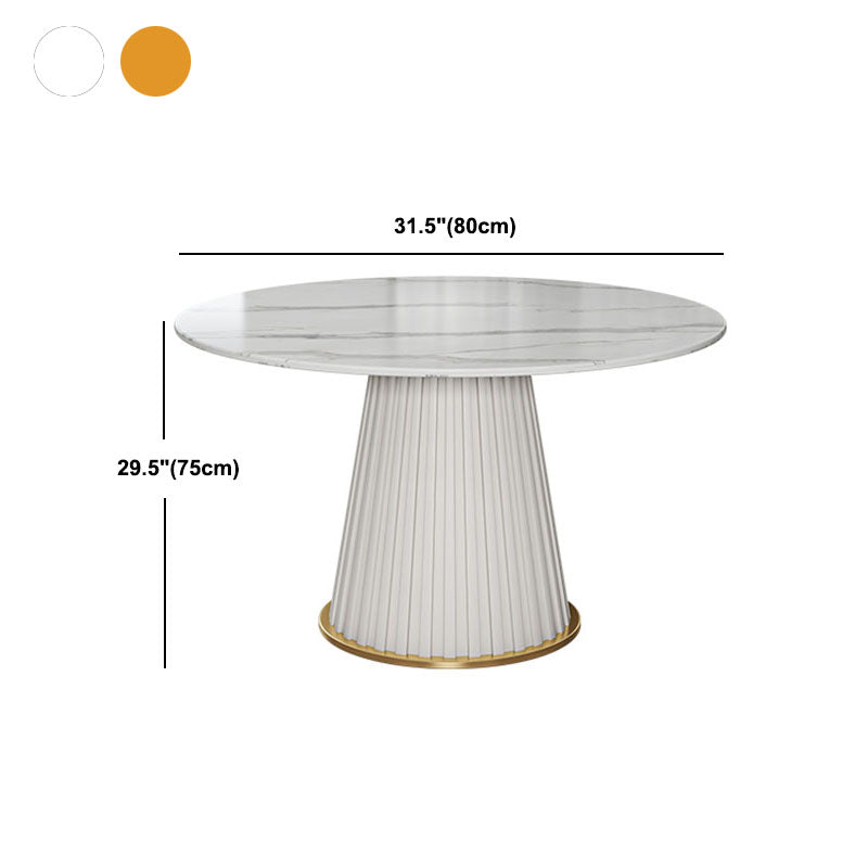 Glam Sintered Stone Dining Table Round Dining Table with Pedestal Base