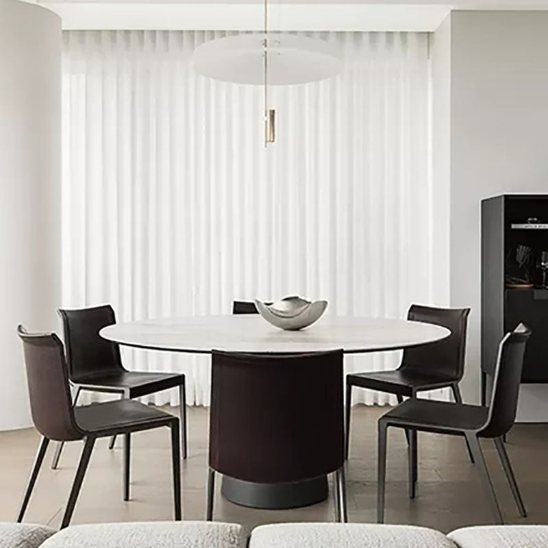 Modern Sintered Stone Dining Table Round Dining Room Table with Pedestal Base