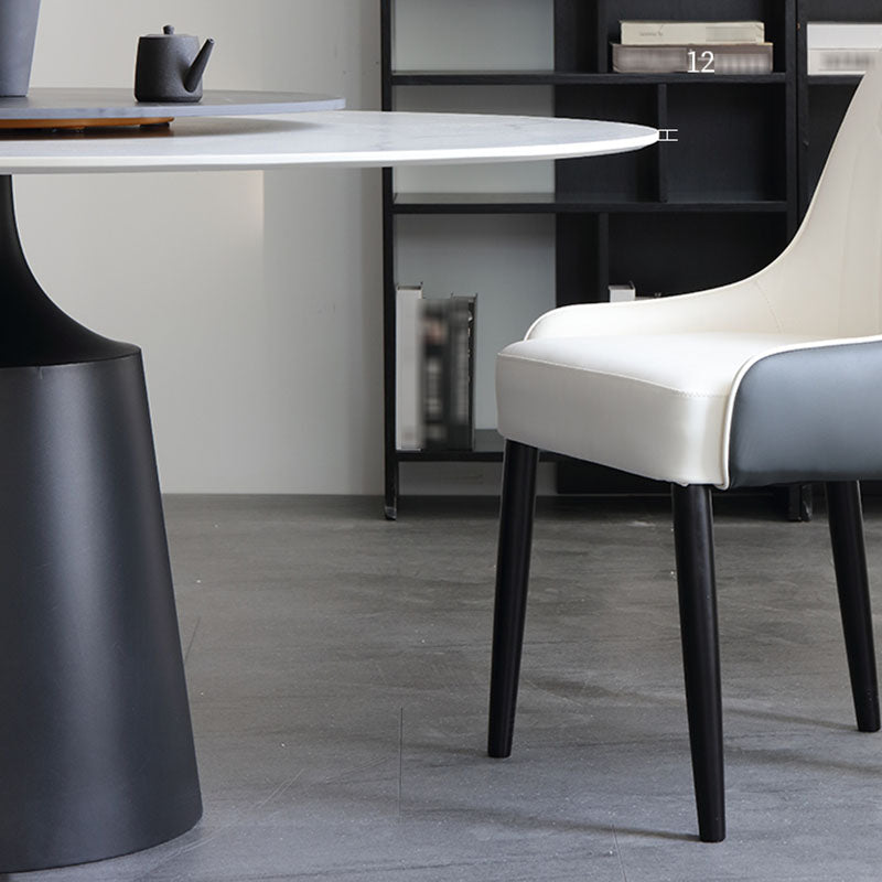 Modern Sintered Stone Dining Table Round Dining Room Table with Pedestal Base