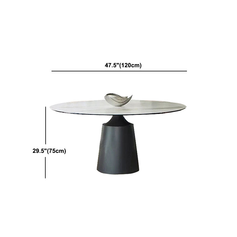 Modern Sintered Stone Dining Table Round Dining Room Table with Pedestal Base