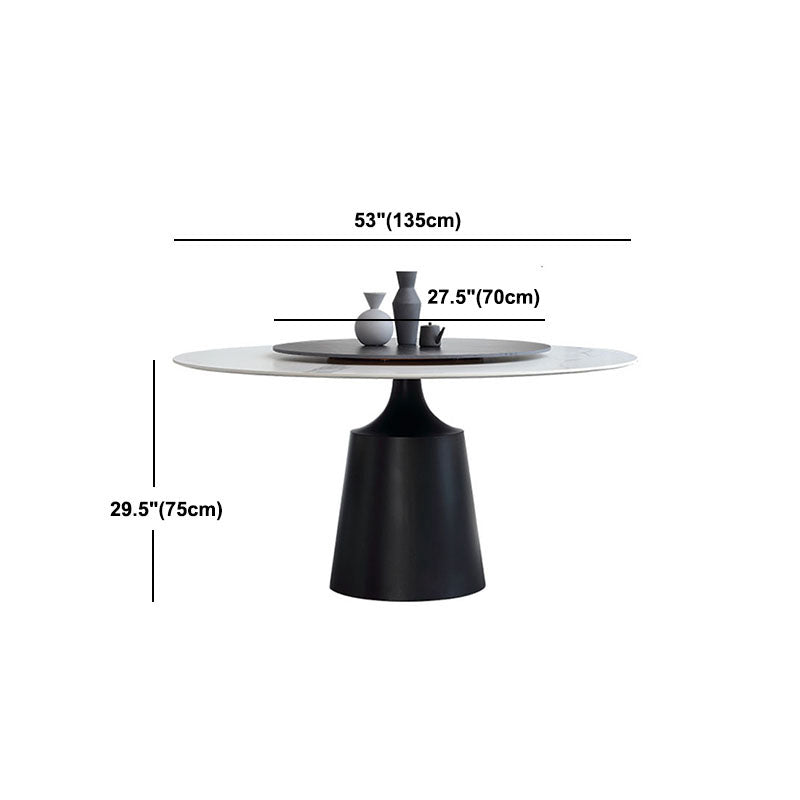 Modern Sintered Stone Dining Table Round Dining Room Table with Pedestal Base