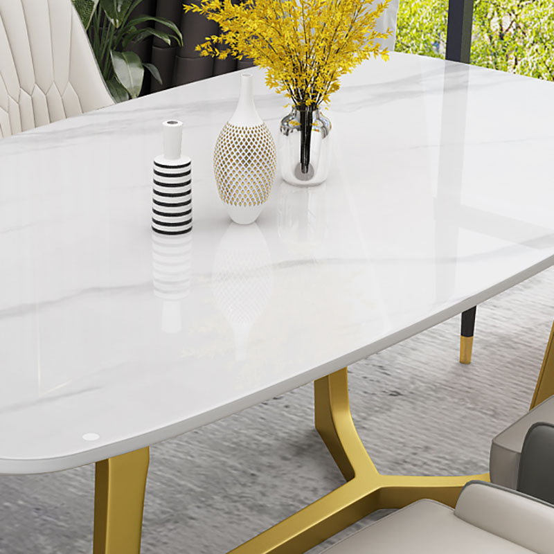 Sintered Stone Table for Restaurant Luxury Rectangle Dining Table with Trestle Base