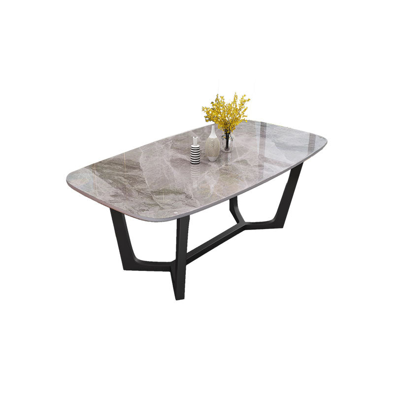 Sintered Stone Table for Restaurant Luxury Rectangle Dining Table with Trestle Base