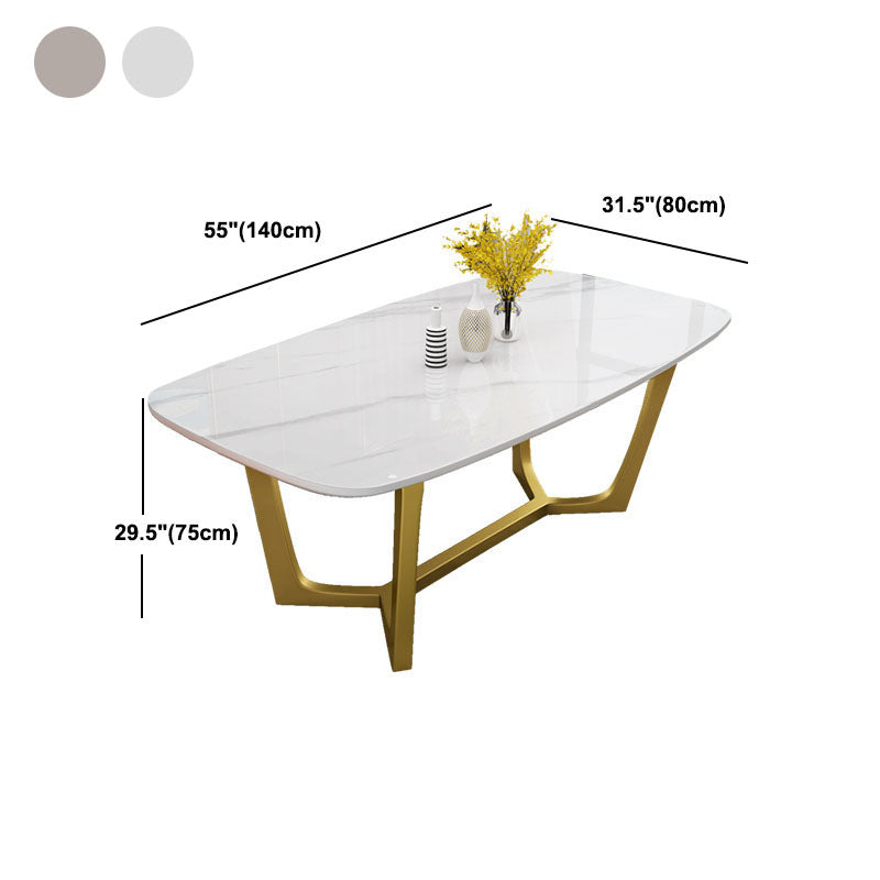 Sintered Stone Table for Restaurant Luxury Rectangle Dining Table with Trestle Base