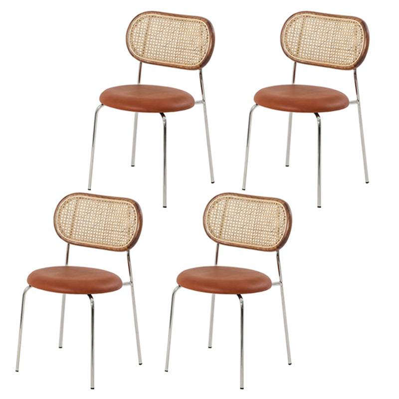 Modern Style PU Leather Chair Cane Back Armless Dining Chair