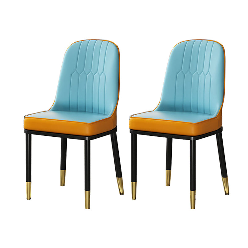 Glam Style Parsons Side Chair Faux Leather Indoor Dining Chair