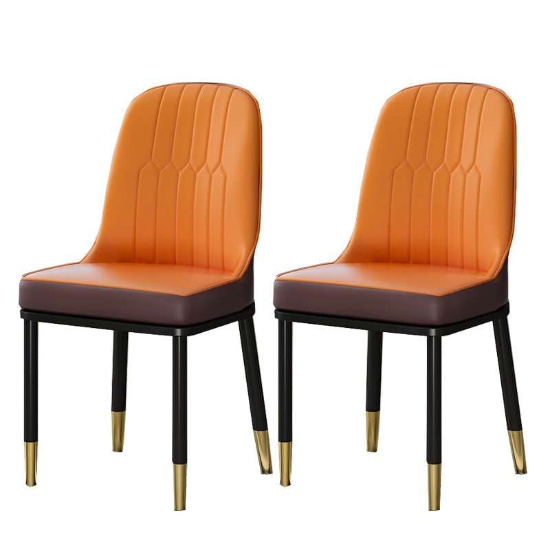 Glam Style Parsons Side Chair Faux Leather Indoor Dining Chair