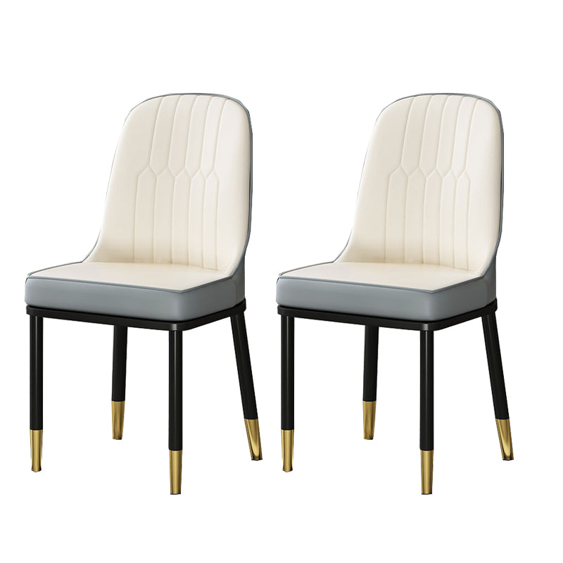 Glam Style Parsons Side Chair Faux Leather Indoor Dining Chair