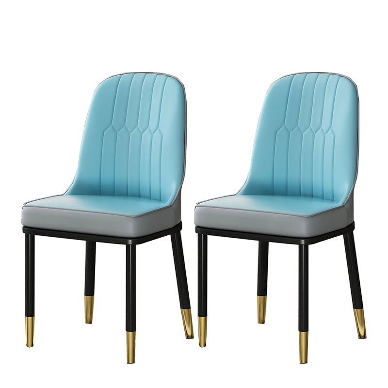 Glam Style Parsons Side Chair Faux Leather Indoor Dining Chair