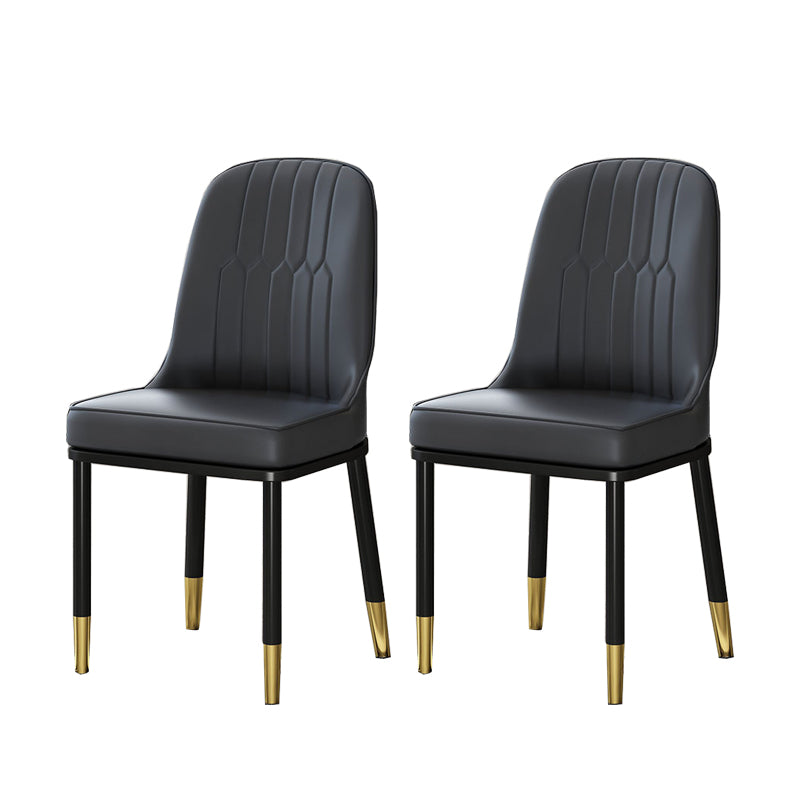 Glam Style Parsons Side Chair Faux Leather Indoor Dining Chair