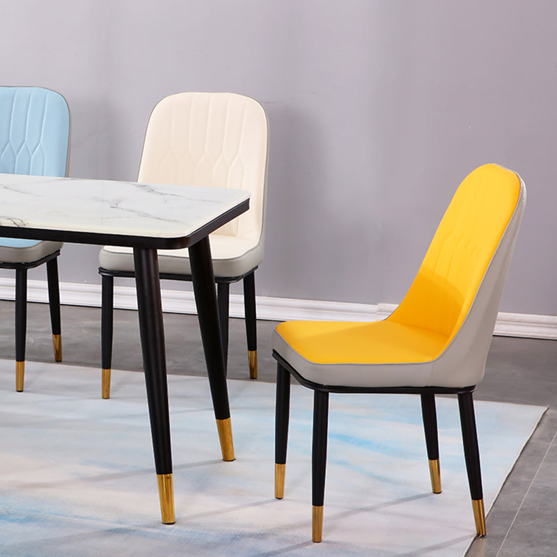 Glam Style Parsons Side Chair Faux Leather Indoor Dining Chair